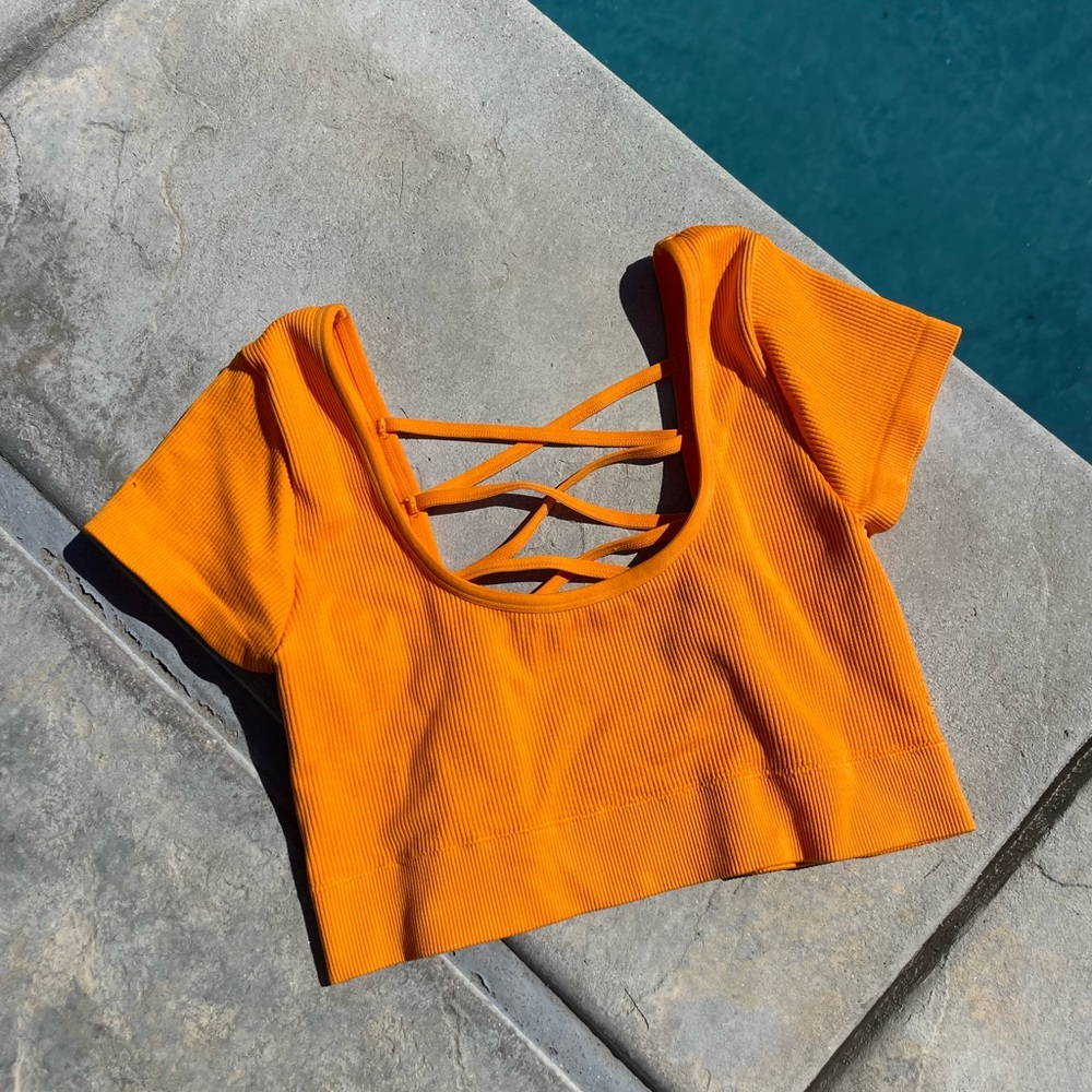 Arie orange crop top